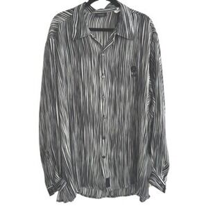 Versace VTG Classic V2 Mens 2XB Black White Striped‎ Long Sleeve Button Up Shirt